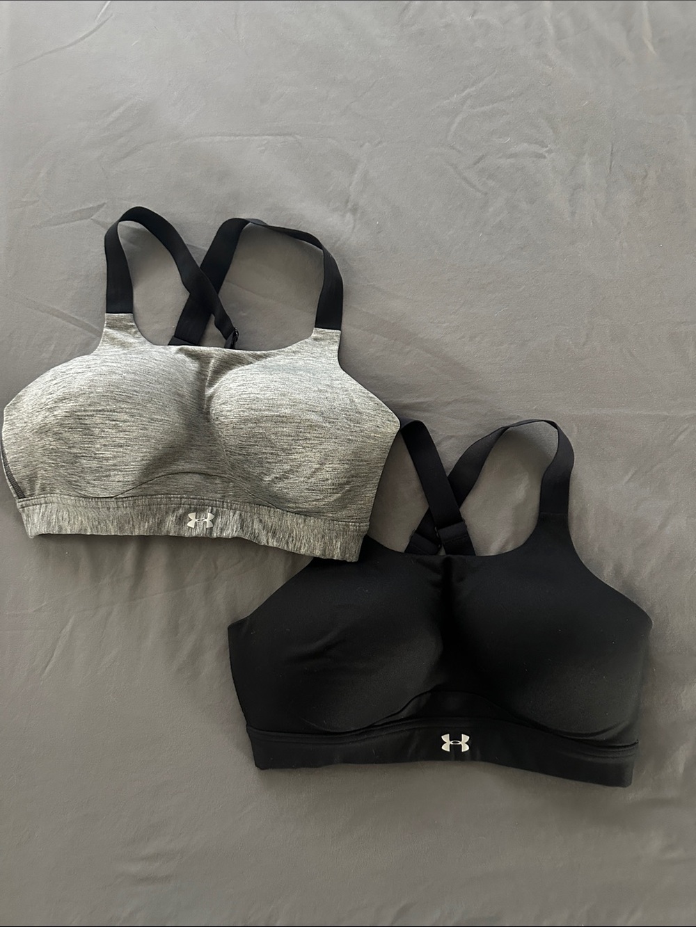 Under Armour Women's Crossback Sports Bras - Black & Heather Gray
